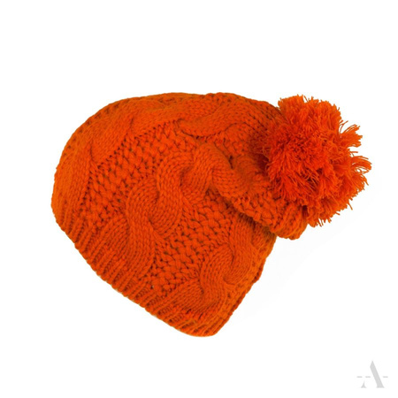 Zimowa czapka z warkoczykami i pomponem kolor écru