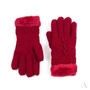 Czerwone rękawiczki z futerkiem i warkoczem
