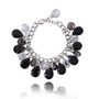 Bransoletka damska czarne łezki i kryształki