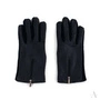 Skórzano-wełniane czarne rękawiczki damskie