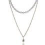 Podwójny naszyjnik łańcuszek z wisiorkiem i perełki