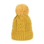 Czapka damska z koralikami i pomponem żółta