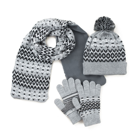 Alpejski komplet damsko-młodzieżowy: czapka, szalik i rękawiczki