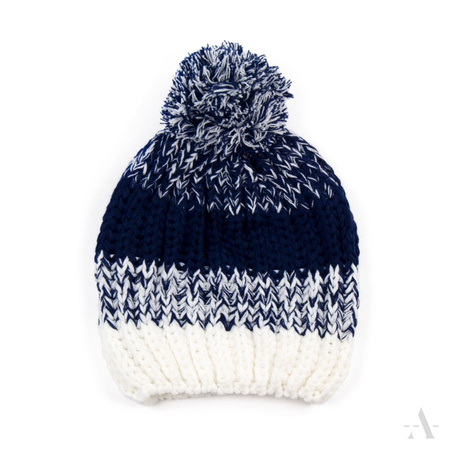 Granatowo-biała sportowa czapka unisex z pomponem